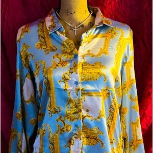 Long Sleeve Button Down Designer  Blouse
